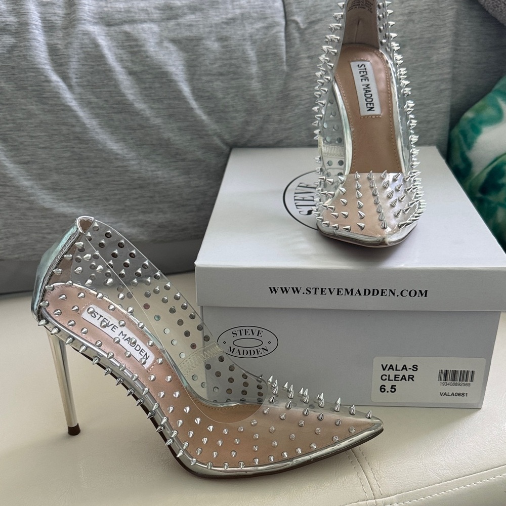Steve Madden Silver and Clear Spiked Heels